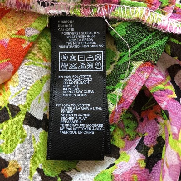 Forever 21 Sheer Bright Floral Abstract Pattern Sleeveless Blouse Medium - Picture 7 of 7